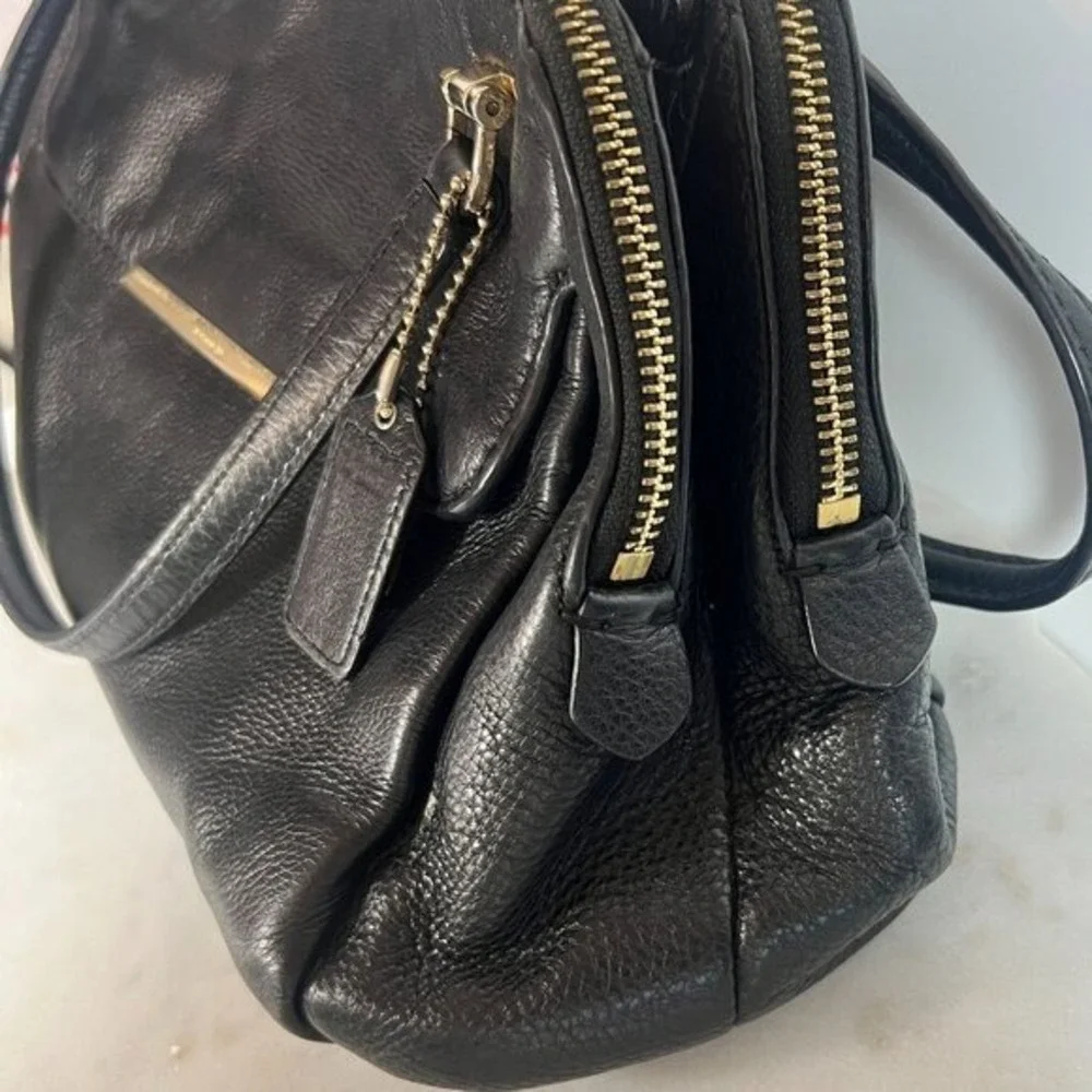 Coach Madison Black Leather Double‎ Zip Satchel Cross Body Bag Purse 2014